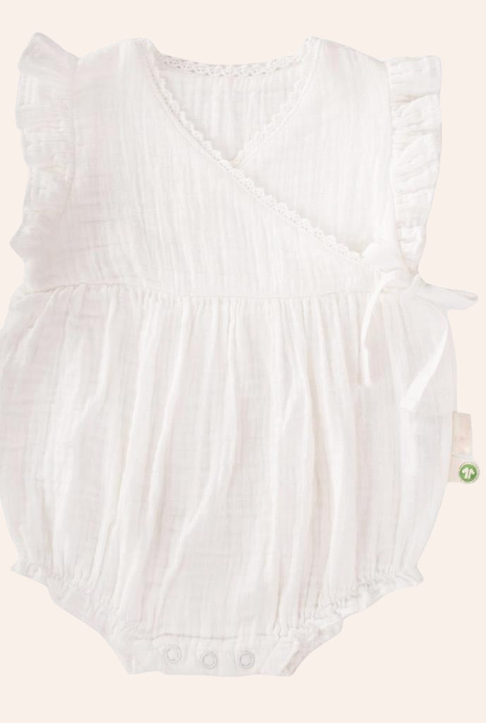 Organic muslin jumpsuit with lace