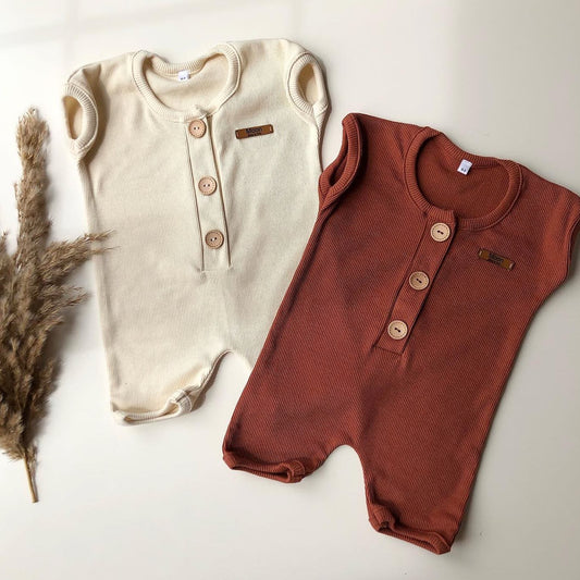 Effen jumpsuit van rib