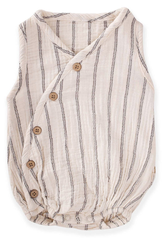 Organic muslin romper with stripes