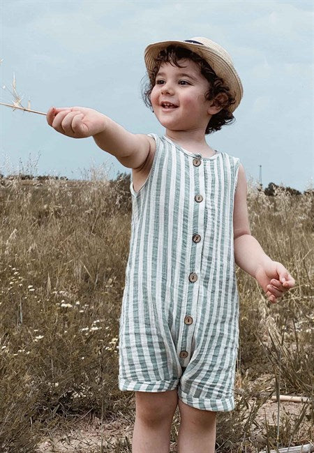 Muslin jumpsuit with stripes