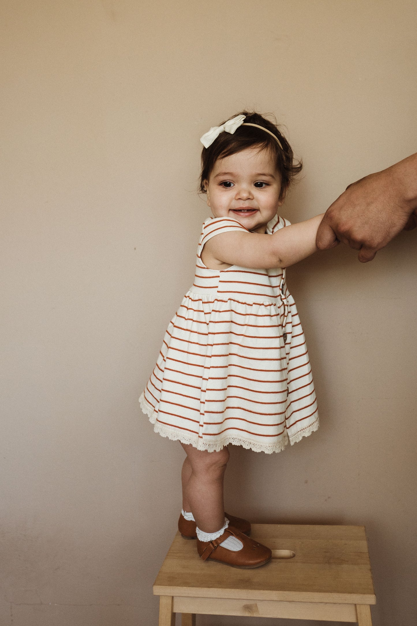 Cotton dress with stripes