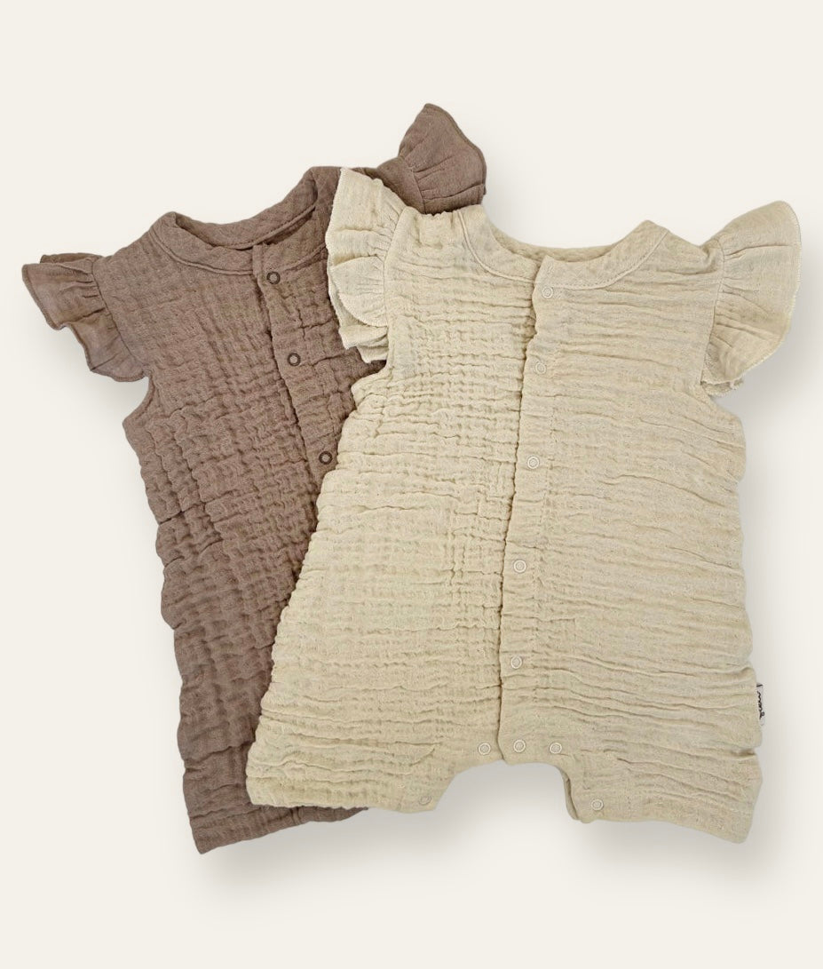 Muslin jumpsuit with ruffles 