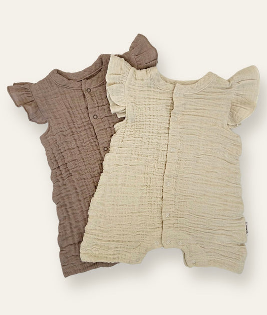Muslin jumpsuit with ruffles 